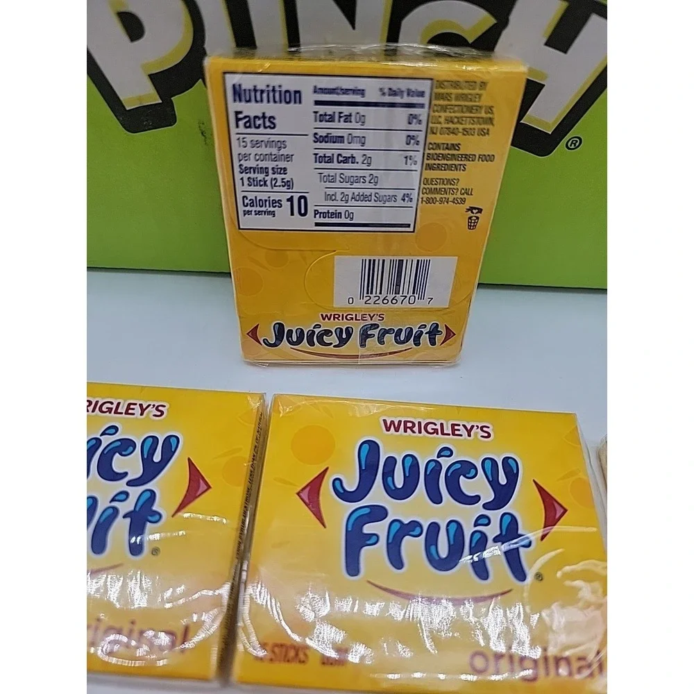 Lot Of 7 Wrigley's Juicy Fruit Gum Pack of 15 Sticks - 105 Pieces New Sealed!